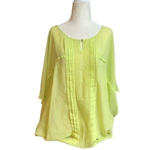 Lane Bryant Tunic Top Short Sleeve Scoop Neck Lime Green Size 22 / 24